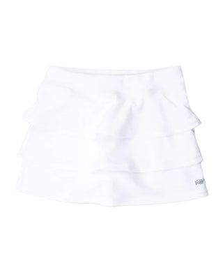RuffleButts White Active Tiered Ruffle Tennis Skort