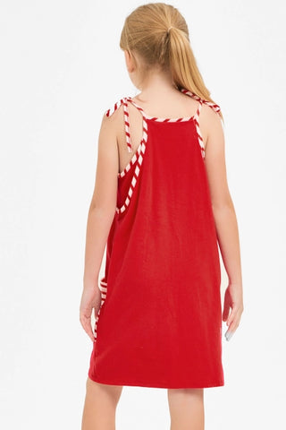 Striped Tank Dress with Built-in Romper - Red