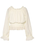 Hannah Banana Cream Peasant Top with Elastic Waist and Cuff
