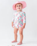 Ruffleboats Vibrant Flamingo Long Sleeve Rash Guard