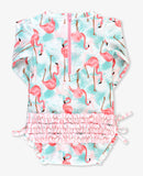 Ruffleboats Vibrant Flamingo Long Sleeve Rash Guard