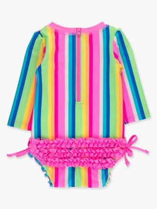 Neon Rainbow Stripe L/S Rashguard Swimsuit