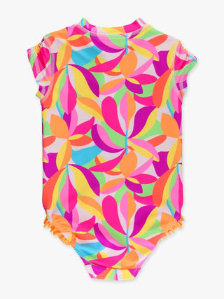 Neon Tropical Adventure S/S Rashguard Swimsuit