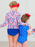 Shimmer Star Spangled  L/S Rashguard Zipper 2Pc Swimsuit