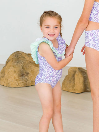 Rufflebutts Magical Mermaid Scoopback Ruffled One Piece Swimsuit
