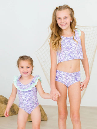 Rufflebutts Magical Mermaid Racerback Flutter Tankini 2Pc Swimsuit