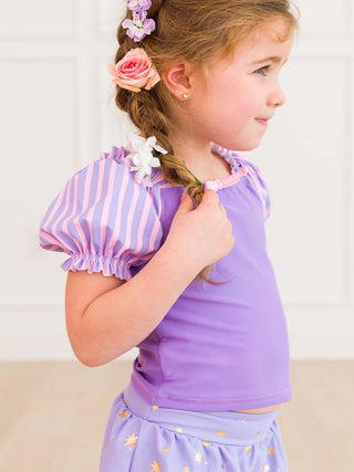 Tower Princess Puff Sleeve 2Pc Skirted Swimsuit