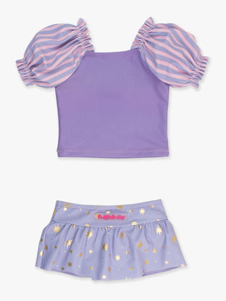 Amethyst Princess Puff Sleeve 2Pc Skirted Swimsuit