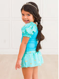 Genie Princess Puff Sleeve 2Pc Skirted Swimsuit