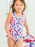 Rufflebutts Shimmer Star Spangled Cross-Back 1Pc Swimsuit