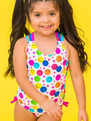 Rufflebutts Star Smile Cross-Back 1Pc Swimsuit