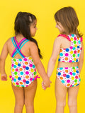 Rufflebutts Star Smile Cross-Back 1Pc Swimsuit