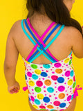 Rufflebutts Star Smile Cross-Back 1Pc Swimsuit