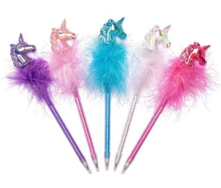 Iridescent Fluffy Unicorn Pens