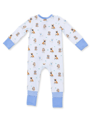2-Way Zip Romper - Bestie Dogs Blue