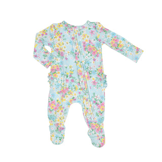 Angel Dear Little Buttercup Floral Ruffled Zipper Footie
