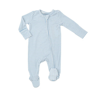 Angel Dear Blue Stripe Zipper Footie