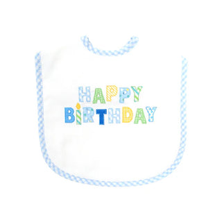 Happy Birthday Feeding Bib - Blue