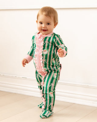 Sugar Bee Storybook Santa girls zippy ruffle buttflap pajamas, additional view