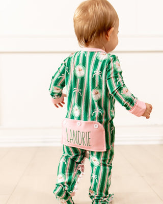 Sugar Bee Storybook Santa girls zippy ruffle buttflap pajamas