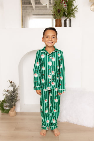Sugar Bee Storybook Santa boys button down pajamas, additional view