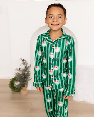Sugar Bee Storybook Santa boys button down pajamas