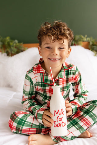 Sugar Bee Christmas plaid button down pajamas, additional view