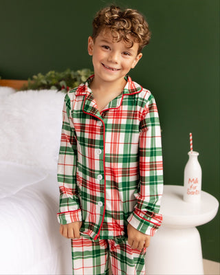 Sugar Bee Christmas plaid button down pajamas