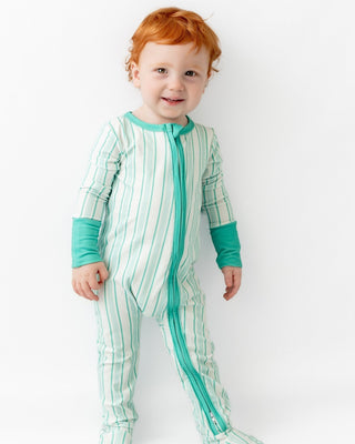 Sugar Bee green stripe zippy pajamas