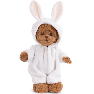 Bukowski Bears Bjorn Kanini teddy bear in a white bunny onesie with tall ears