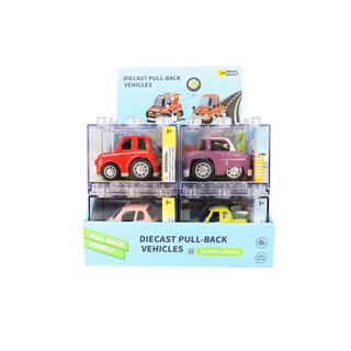 Diecast Pull Back Cars in Acrylic Building Block