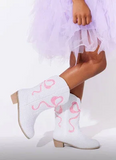 Lola and the Boys Pink Crystal Bow Cowgirl Boots