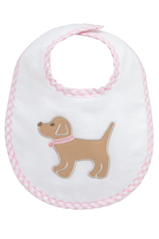 Puppy Applique Basic Bib - (Pink)