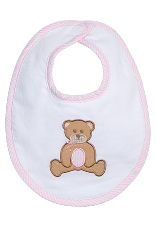 Teddy Bear Applique Basic Bib - Pink