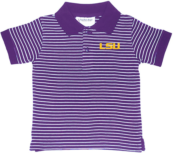 Striped Purple Embroidered LSU Polo Shirt