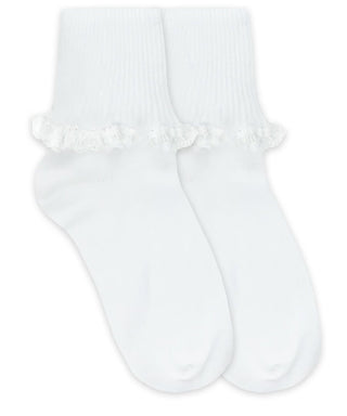 Jefferies Socks Cluny & Satin Lace Turn Cuff Socks