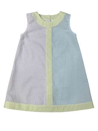 Banana Split Pastel Colorblock Seersucker A-Line Dress