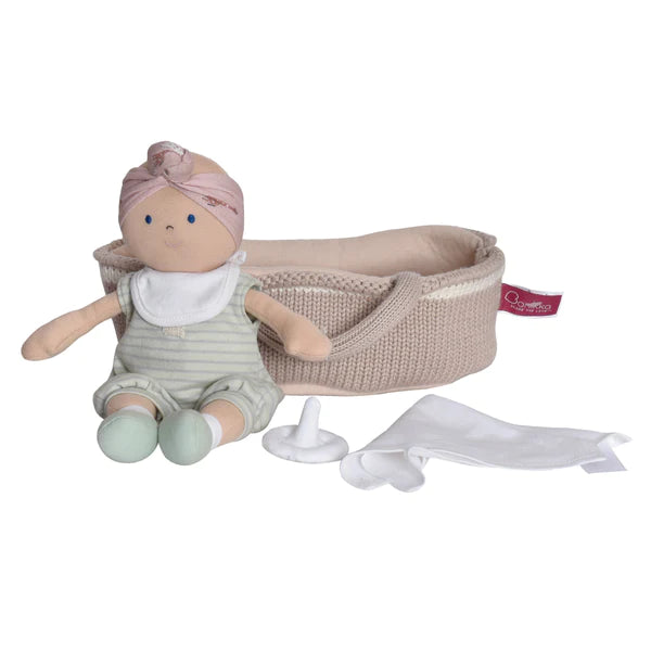 Tikiri Baby Remi Knit Doll with Carry Cot
