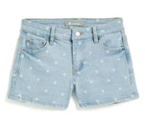 Tractr Star Print Denim Shorts with Frayed Hem