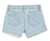 Tractr Star Print Denim Shorts with Frayed Hem