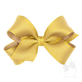 Wee Ones Gold Metallic Mesh Hair Bow - Medium, additional view