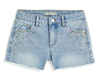 Tractr Brittany Confetti Studded Frayed Shorts