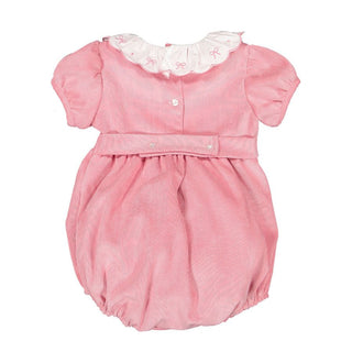 Sal & Pimenta Pink Candy Corduroy Bubble with Embroidered Bows