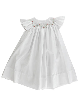 Bailey Boys White w/ Rosebuds Geometric Bishop Daygown