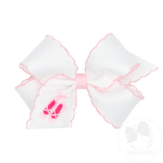 Wee Ones Ballet Shoes Moonstitch Embroidered Bow