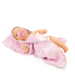 Sleepy Aquini baby doll wrapped in hooded towel
