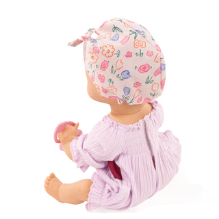 Back view of Sleepy Aquini doll flowery summer outfit