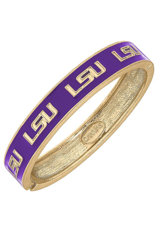 LSU Tigers Enamel Logo Hinge Bangle Purple