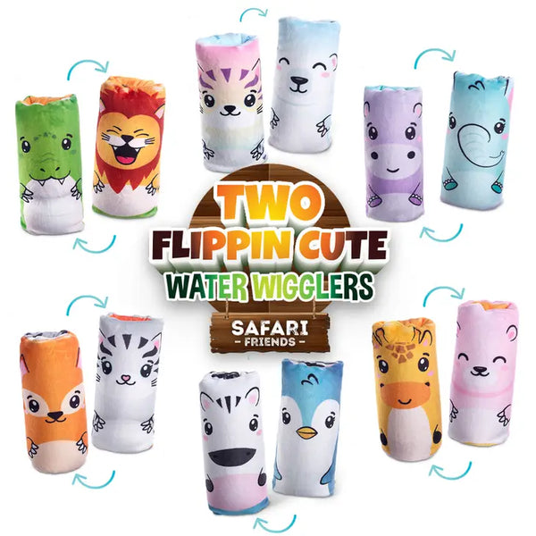 TOY TOWER - Two Flippin' Plush Cute Water Wigglers (Safari Friends)