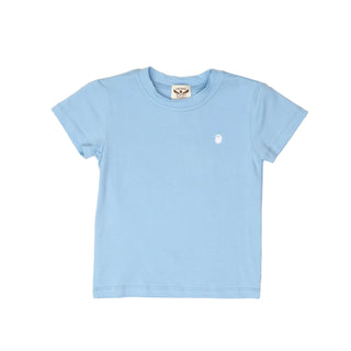 The Oaks Solid Blue S/S Signature Tee with White Acorn
